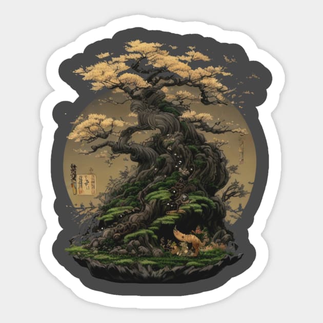 Japanese Moon Tree of Life Sticker by HideTheInsanity